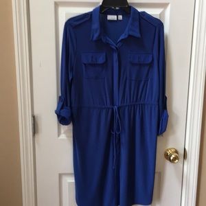 Royal Blue Shirtwaist Drawstring Waist Dress